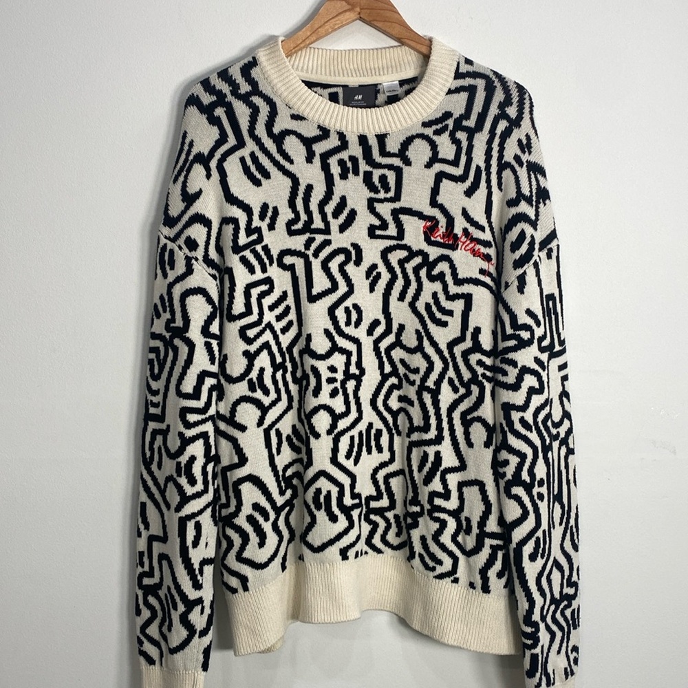H&M & Keith Haring Jacquard Knit Sweater Medium
